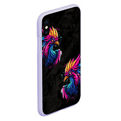 Чехол iPhone XS Max матовый Киберпанк Птица, цвет: 3D-светло-сиреневый — фото 2