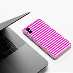 Чехол iPhone XS Max матовый Ярко-розовые полосы, цвет: 3D-розовый — фото 2