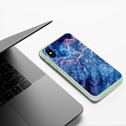 Чехол iPhone XS Max матовый Мраморный узор, цвет: 3D-салатовый — фото 2