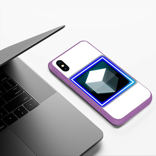 Чехол iPhone XS Max матовый Белый куб и магия / 3D-Фиолетовый – фото 3