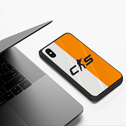 Чехол iPhone XS Max матовый Counter Strike 2 White Orange Stripes, цвет: 3D-черный — фото 2