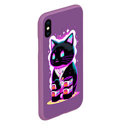 Чехол iPhone XS Max матовый Японский суши-кот, цвет: 3D-фиолетовый — фото 2