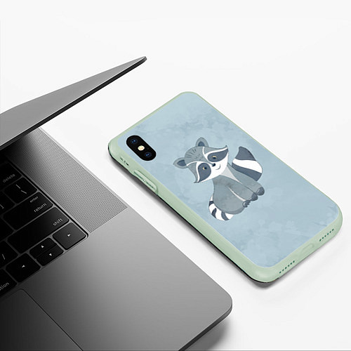 Чехол iPhone XS Max матовый Кроха енот / 3D-Салатовый – фото 3