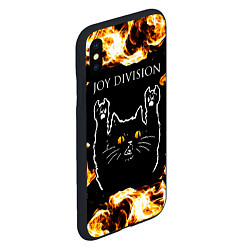 Чехол iPhone XS Max матовый Joy Division рок кот и огонь, цвет: 3D-черный — фото 2