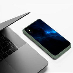 Чехол iPhone XS Max матовый Чёрный и синий космос, цвет: 3D-темно-зеленый — фото 2