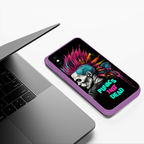 Чехол iPhone XS Max матовый Punks not dear / 3D-Фиолетовый – фото 3