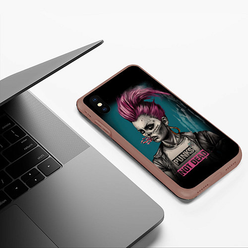 Чехол iPhone XS Max матовый Punks no dead girl / 3D-Коричневый – фото 3