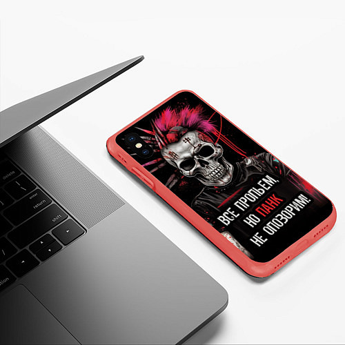 Чехол iPhone XS Max матовый Все пропьем но панк не опозорим / 3D-Красный – фото 3