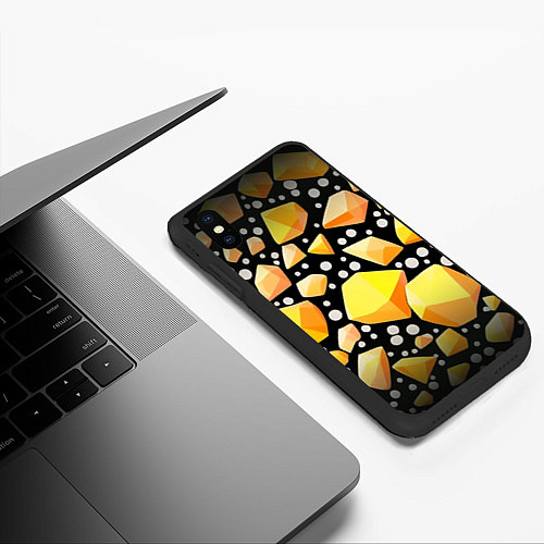 Чехол iPhone XS Max матовый Слитки золота / 3D-Черный – фото 3