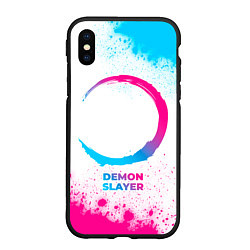 Чехол iPhone XS Max матовый Demon Slayer neon gradient style, цвет: 3D-черный