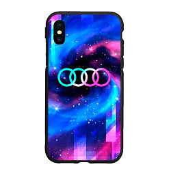 Чехол iPhone XS Max матовый Audi неоновый космос, цвет: 3D-черный