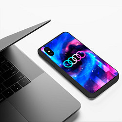 Чехол iPhone XS Max матовый Audi неоновый космос, цвет: 3D-черный — фото 2