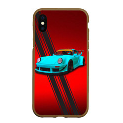 Чехол iPhone XS Max матовый Немецкий спортивный автомобиль Porsche 911, цвет: 3D-коричневый