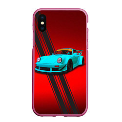 Чехол iPhone XS Max матовый Немецкий спортивный автомобиль Porsche 911, цвет: 3D-малиновый