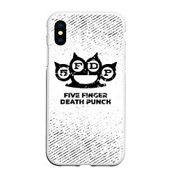 Чехол iPhone XS Max матовый Five Finger Death Punch с потертостями на светлом, цвет: 3D-белый