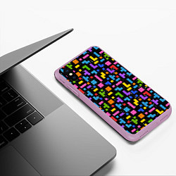 Чехол iPhone XS Max матовый Тетрис лего паттерн, цвет: 3D-сиреневый — фото 2