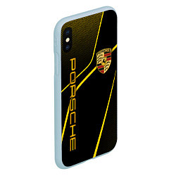 Чехол iPhone XS Max матовый Porsche - Gold line, цвет: 3D-голубой — фото 2