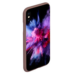 Чехол iPhone XS Max матовый Фиолетовый с белым паттерн, цвет: 3D-коричневый — фото 2