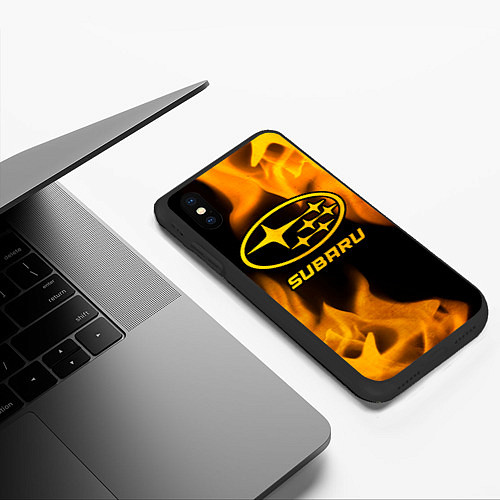 Чехол iPhone XS Max матовый Subaru - gold gradient / 3D-Черный – фото 3