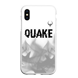 Чехол iPhone XS Max матовый Quake glitch на светлом фоне: символ сверху