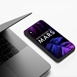 Чехол iPhone XS Max матовый Thirty Seconds to Mars neon monstera, цвет: 3D-черный — фото 2