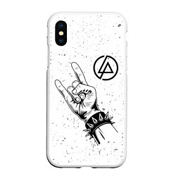 Чехол iPhone XS Max матовый Linkin Park и рок символ, цвет: 3D-белый