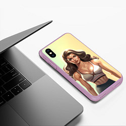 Чехол iPhone XS Max матовый Fitness girl sport, цвет: 3D-сиреневый — фото 2