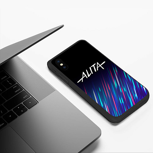 Чехол iPhone XS Max матовый Alita stream / 3D-Черный – фото 3