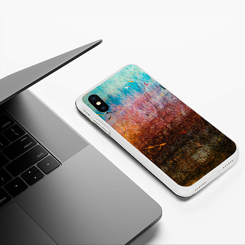 Чехол iPhone XS Max матовый Разноцветные тени и краски / 3D-Белый – фото 3