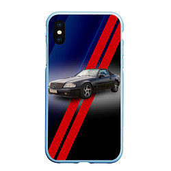 Чехол iPhone XS Max матовый Немецкий кабриолет Mercedes SL-Class, цвет: 3D-голубой