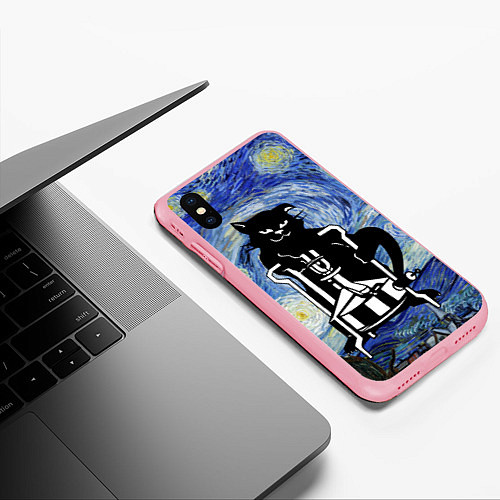 Чехол iPhone XS Max матовый Кот Бегемот на примусе в Звездной ночи / 3D-Баблгам – фото 3