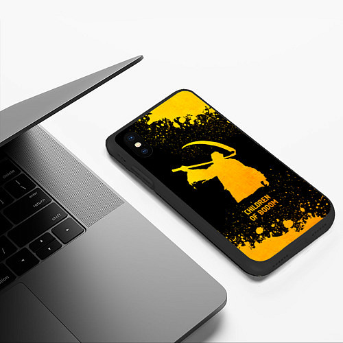 Чехол iPhone XS Max матовый Children of Bodom - gold gradient / 3D-Черный – фото 3