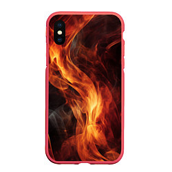 Чехол iPhone XS Max матовый Языки пламени: арт нейросети, цвет: 3D-красный