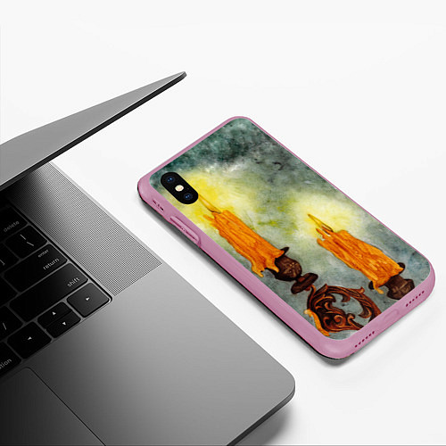 Чехол iPhone XS Max матовый Две свечи / 3D-Розовый – фото 3