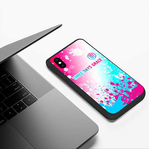 Чехол iPhone XS Max матовый Three Days Grace neon gradient style: символ сверх / 3D-Черный – фото 3