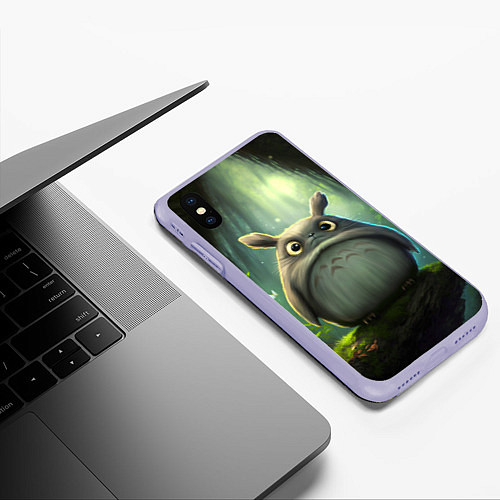 Чехол iPhone XS Max матовый Мой сосед Тоторо в лесу / 3D-Светло-сиреневый – фото 3