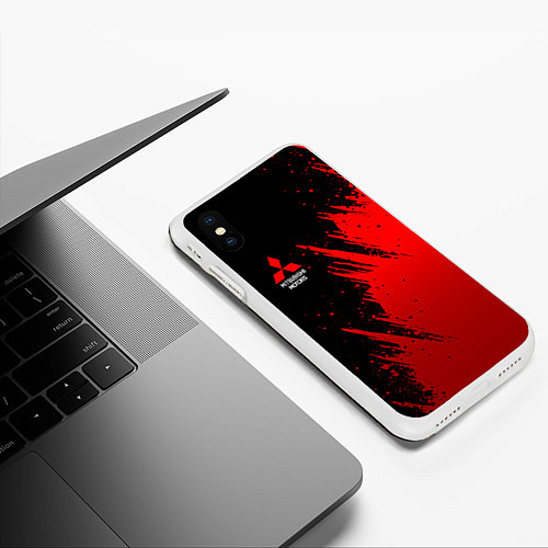 Чехол iPhone XS Max матовый Mitsubishi red - red sport / 3D-Белый – фото 3