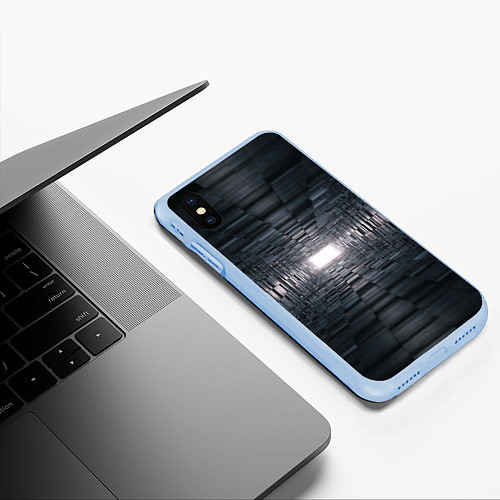Чехол iPhone XS Max матовый Тёмная геометрия / 3D-Голубой – фото 3