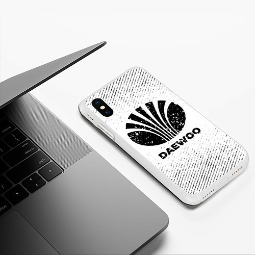 Чехол iPhone XS Max матовый Daewoo с потертостями на светлом фоне / 3D-Белый – фото 3