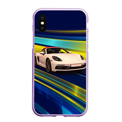 Чехол iPhone XS Max матовый Спортивная немецкая машина Porsche 911, цвет: 3D-сиреневый