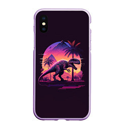 Чехол iPhone XS Max матовый Retrowave Trex, цвет: 3D-сиреневый