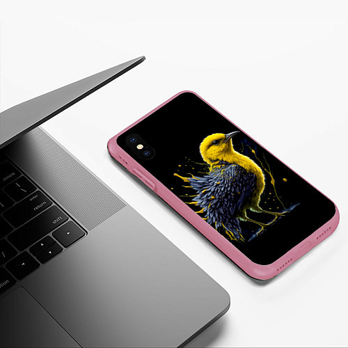 Чехол iPhone XS Max матовый Цыпленок в красках / 3D-Малиновый – фото 3