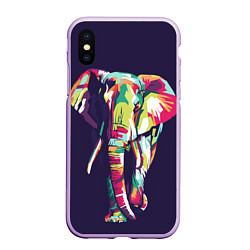 Чехол iPhone XS Max матовый По улице слона водили, цвет: 3D-сиреневый