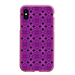 Чехол iPhone XS Max матовый Геометрический узор в пурпурных и лиловых тонах, цвет: 3D-малиновый