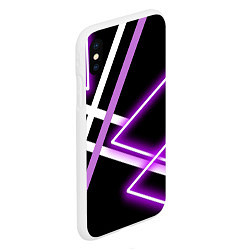 Чехол iPhone XS Max матовый Фиолетовые полоски с неоном, цвет: 3D-белый — фото 2
