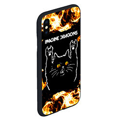 Чехол iPhone XS Max матовый Imagine Dragons рок кот и огонь, цвет: 3D-черный — фото 2