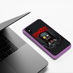Чехол iPhone XS Max матовый Барт Симпсон зомби, цвет: 3D-фиолетовый — фото 2