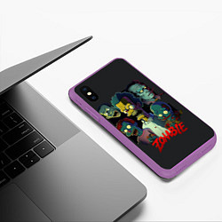 Чехол iPhone XS Max матовый Simpsons zombie, цвет: 3D-фиолетовый — фото 2