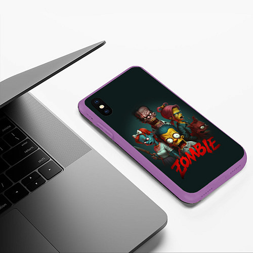 Чехол iPhone XS Max матовый Zombie simpsons / 3D-Фиолетовый – фото 3