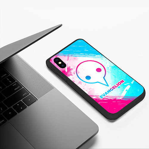 Чехол iPhone XS Max матовый Evangelion neon gradient style / 3D-Черный – фото 3